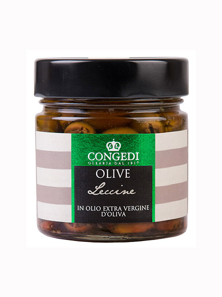 Pitted Green Olives "Leccine" in EVO, Olearia Congedi