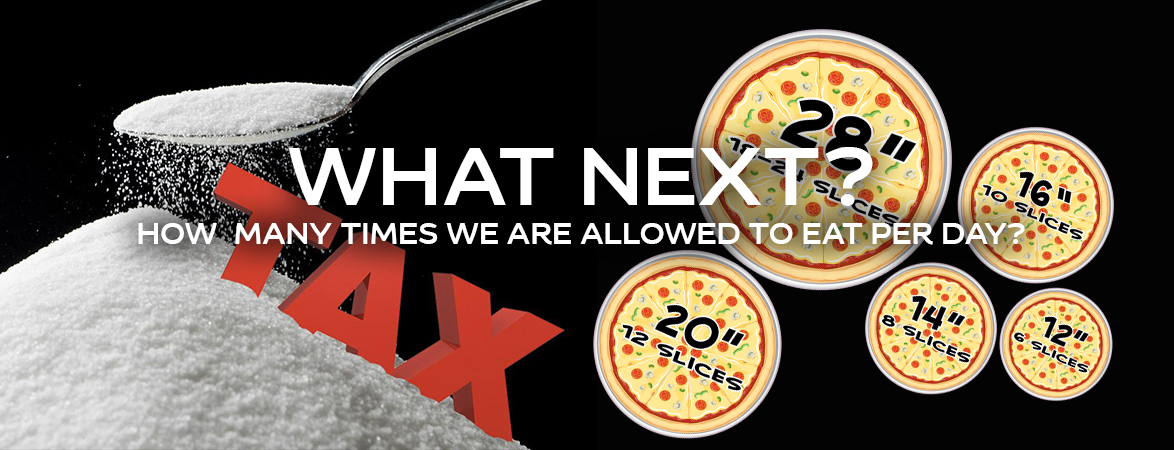 Sugar tax, pizza size, what next, how many time we are allowed to eat per day?