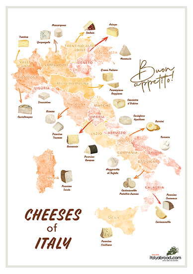 Italian Cheese Map, Italyabroad.com