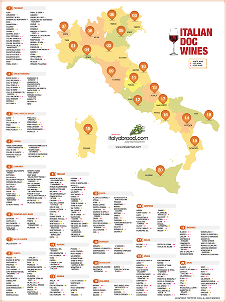 Italian Wine Region DOC Map 