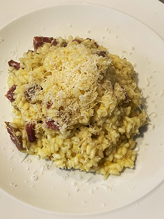 Saffron Risotto with Salami