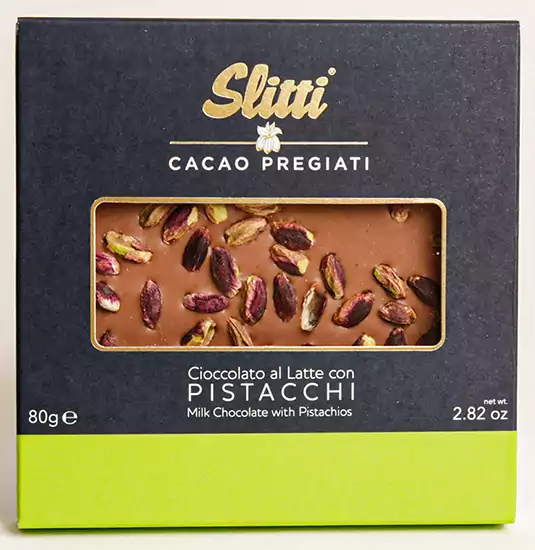 Milk Chocolate with Bronte Pistachios, Slitti