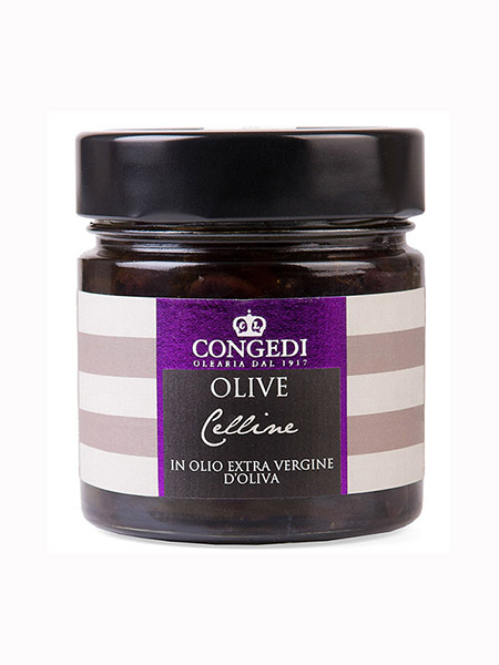 Pitted Black Olives "Celline" in Brine, Olearia Congedi